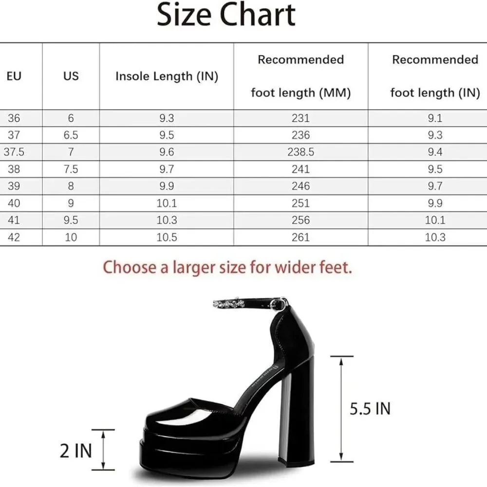 (36-4276) Women's Sexy Patent Leather Platform Chunky High Heels Sz 40 (9.5)